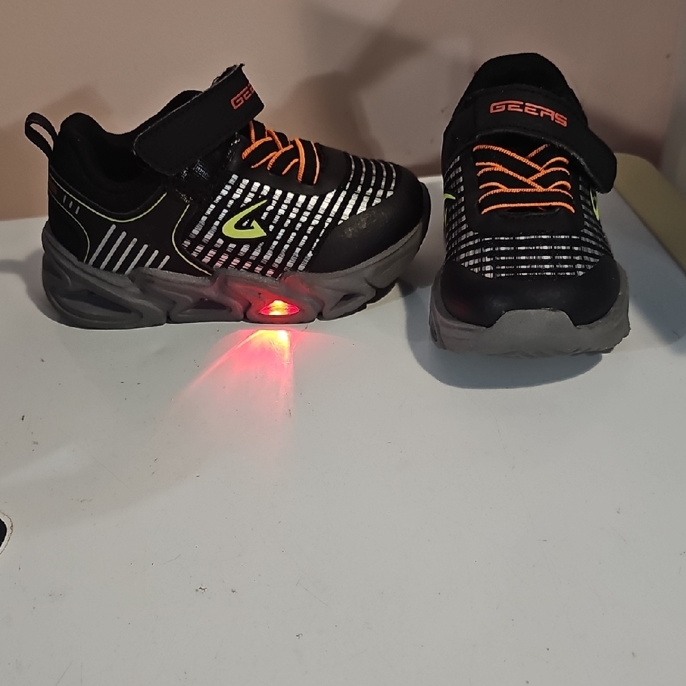 Kids' Black and Orange Light-Up Sneakers